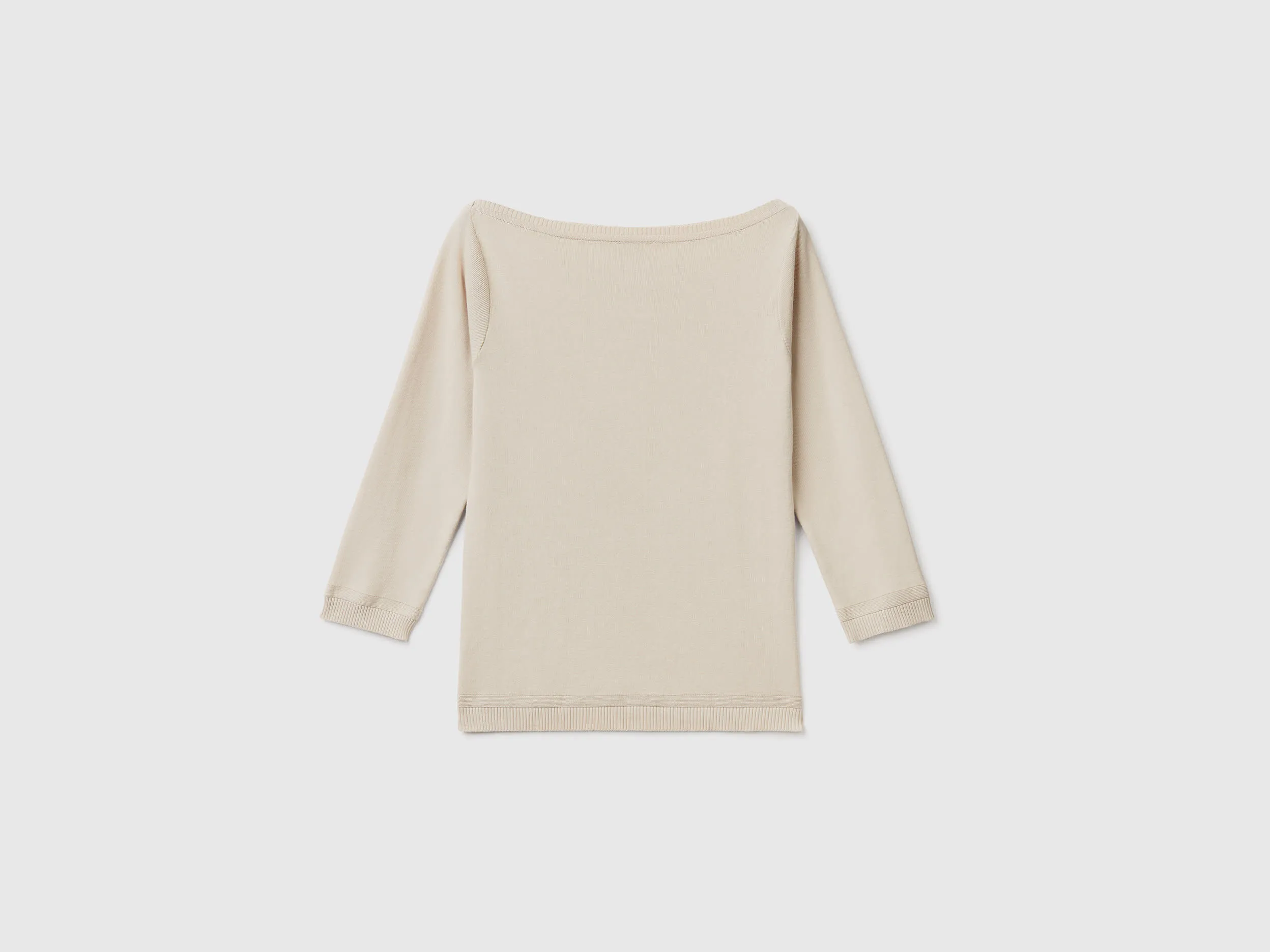 100% cotton boat neck sweater - Beige | Benetton