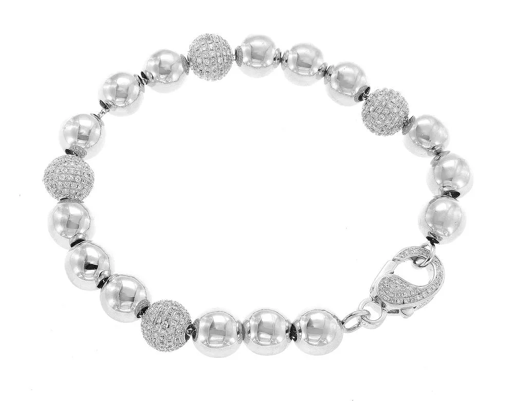 10K White Gold Diamond Bracelet With Round Cut Diamonds 5.00CT