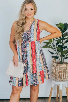 Addison Mixed Print Ruffle Dress