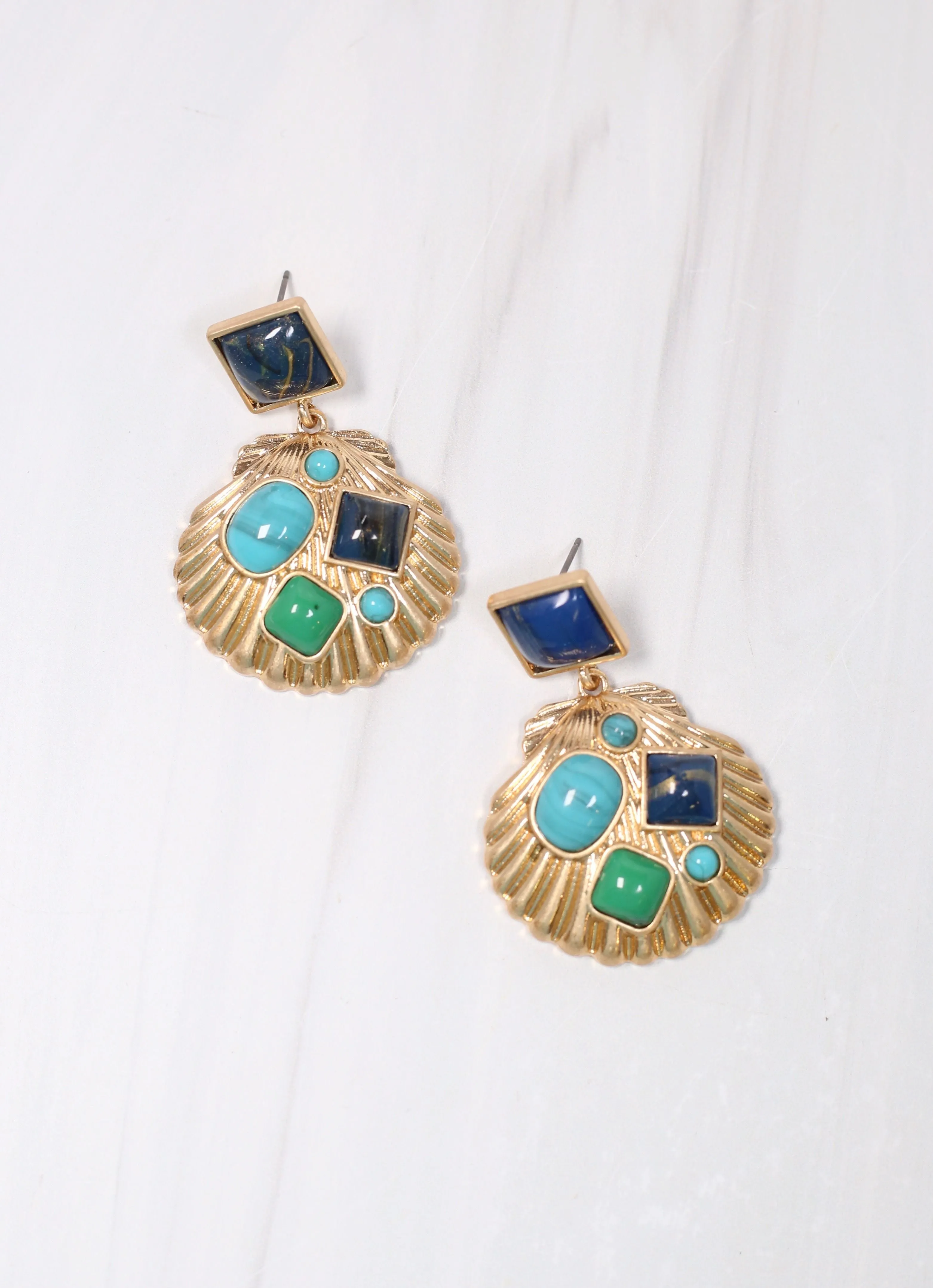 Anna Maria Stone Seashell Earring TURQUOISE