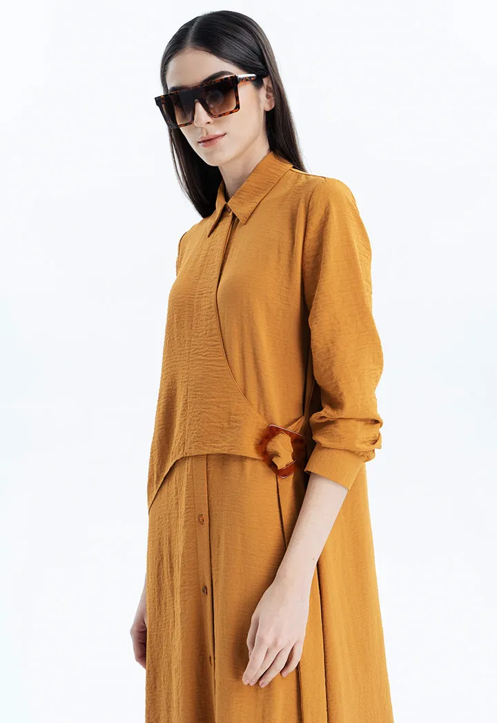 Asymmetrical Flap Belt Solid Dress