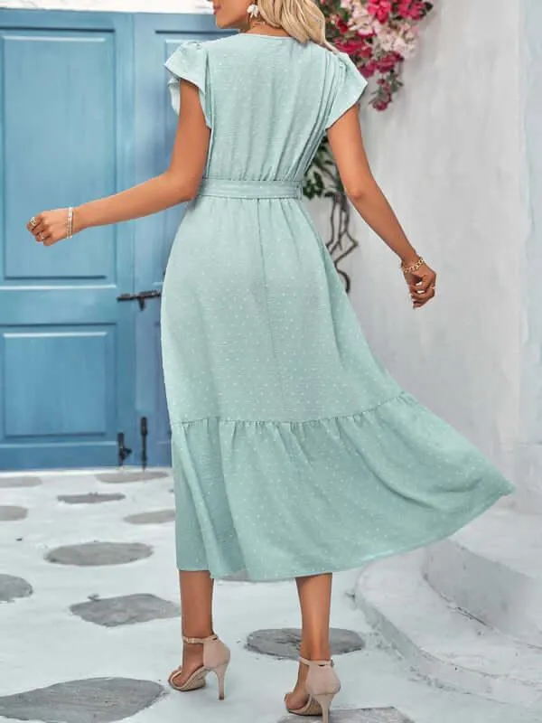 Belted Short Sleeve Maxi Dress