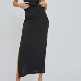 Breezy Solid Maxi Skirt Black