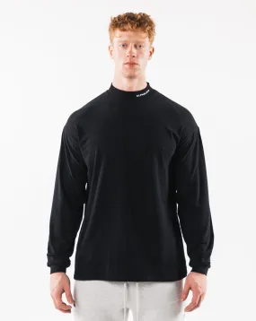 Brushed Core Mock Neck LS - Black