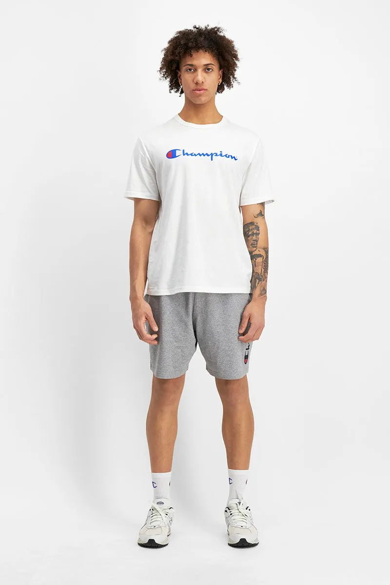 CHAMPION MEN'S SCRIPT SHORT SLEEVE WHITE TEE