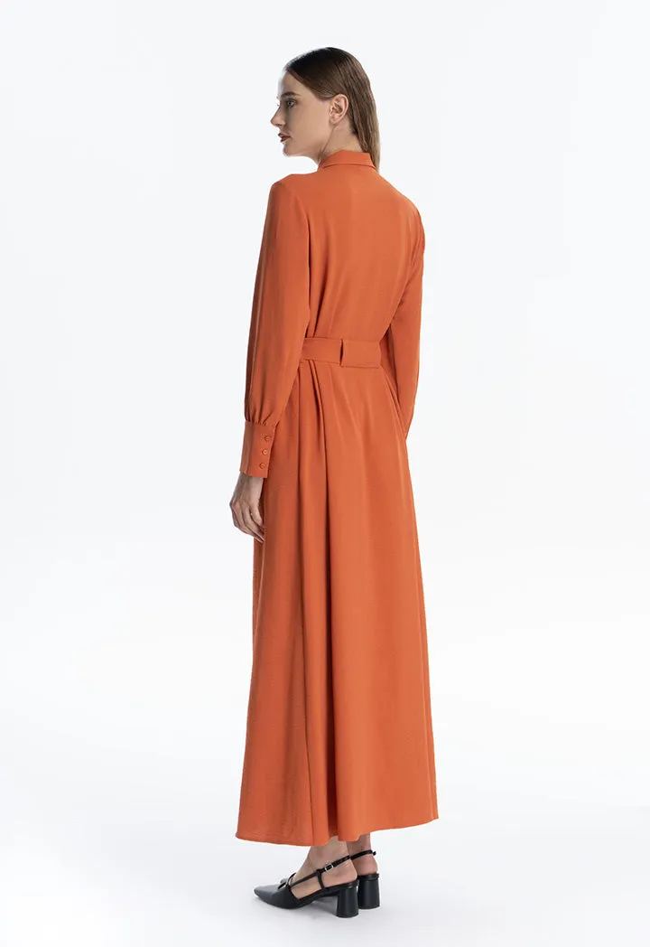 Collared Solid Maxi Dress