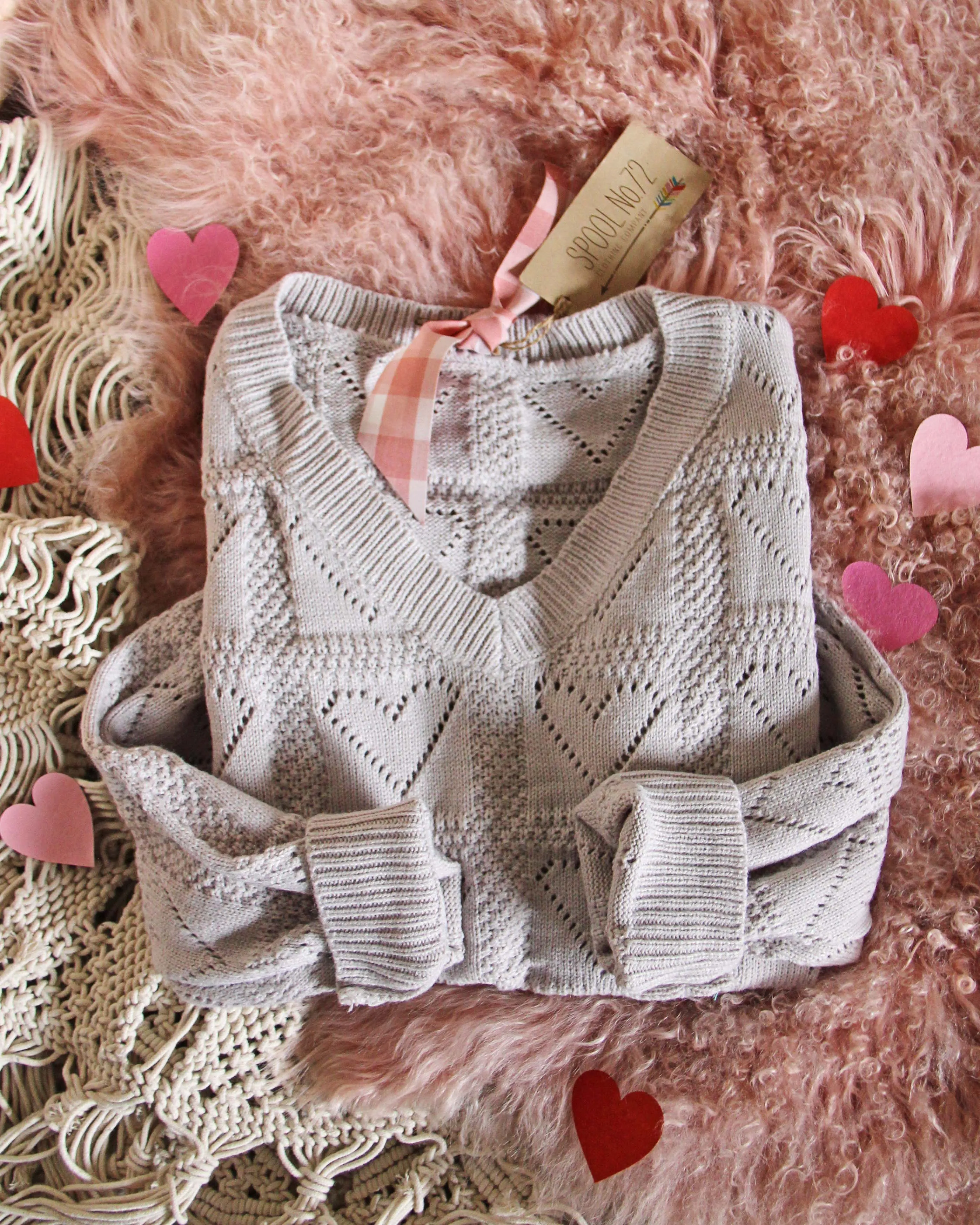 Dreamy Hearts Sweater in Putty