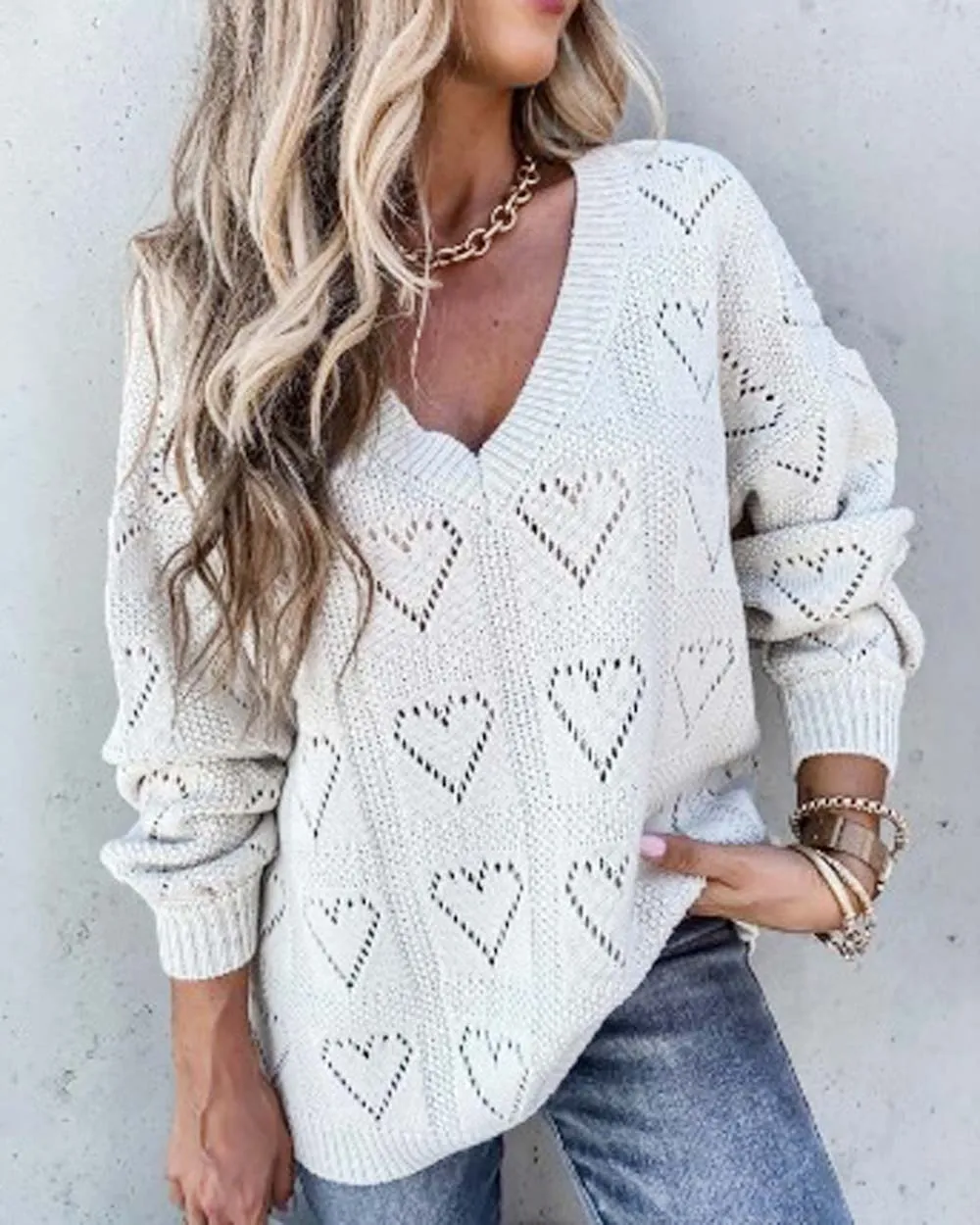 Dreamy Hearts Sweater in Putty