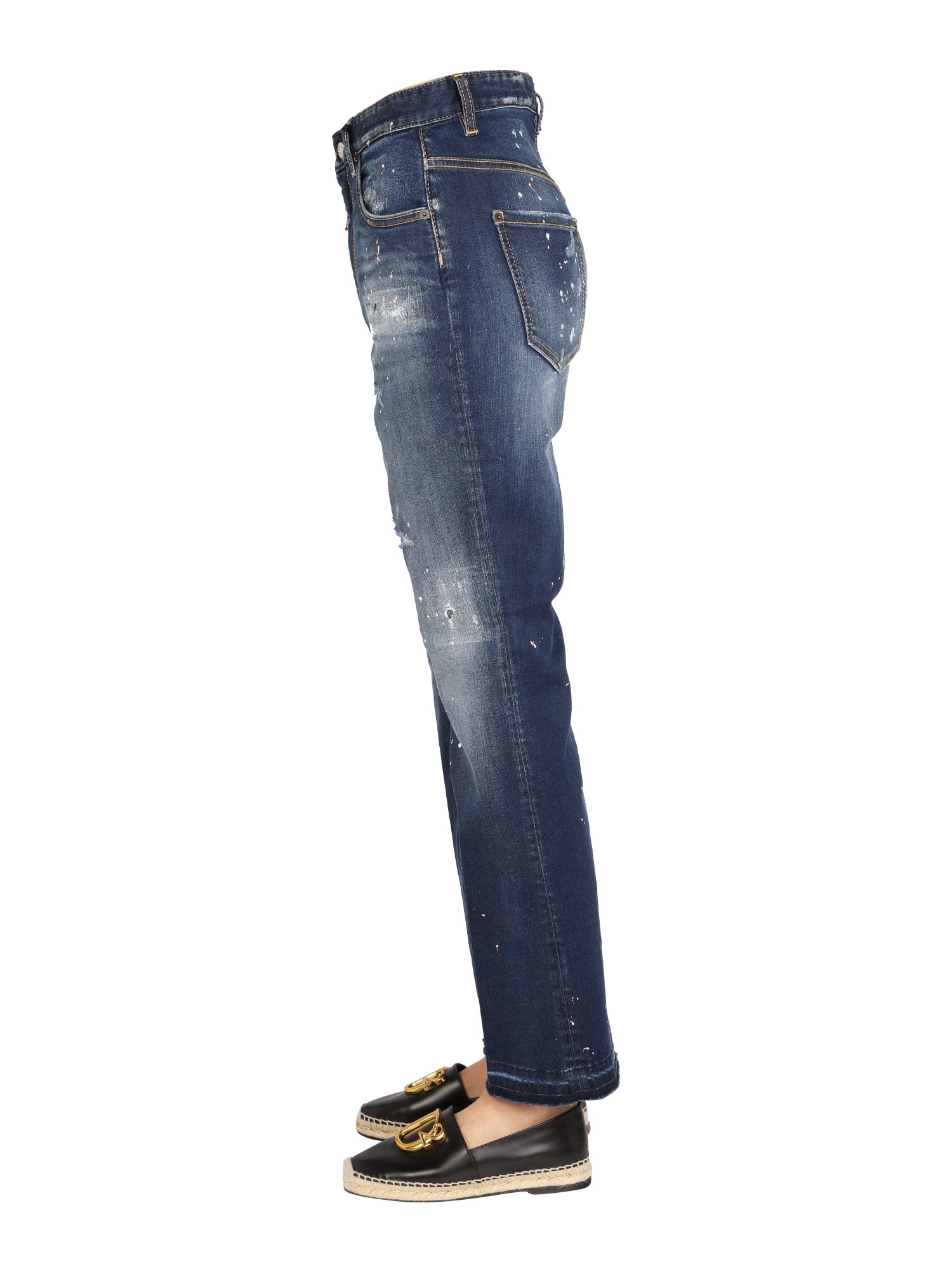 DSQUARED    WIDE LEG COTTON DENIM JEANS