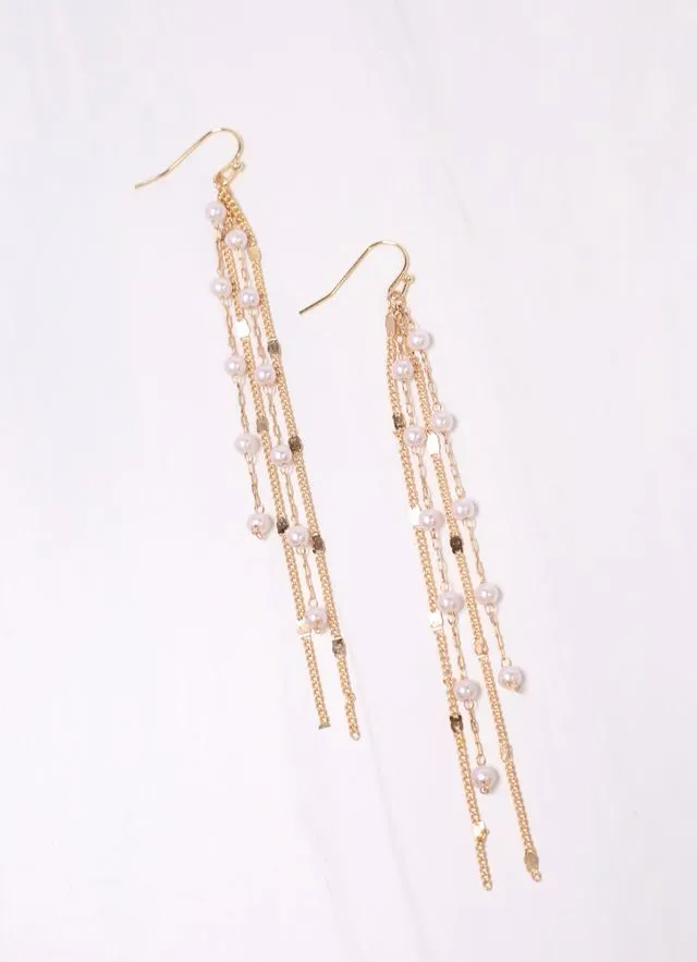 Duvall Pearl Fringe Earring GOLD