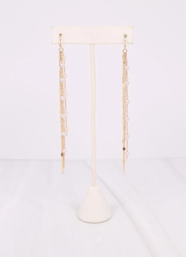 Duvall Pearl Fringe Earring GOLD