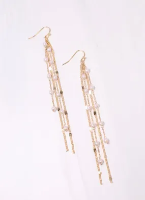 Duvall Pearl Fringe Earring GOLD