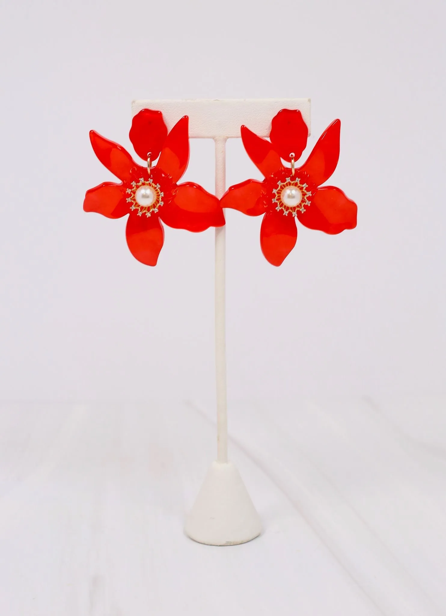 Elnora Flower Earring RED