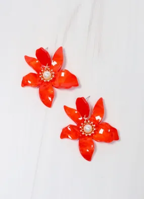 Elnora Flower Earring RED