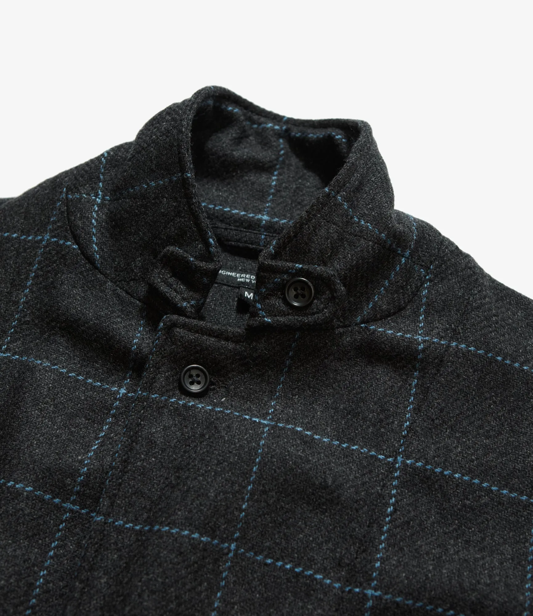 Engineered Garments Loiter Jacket - Charcoal/Lt.Blue Wool Poly Windowpane