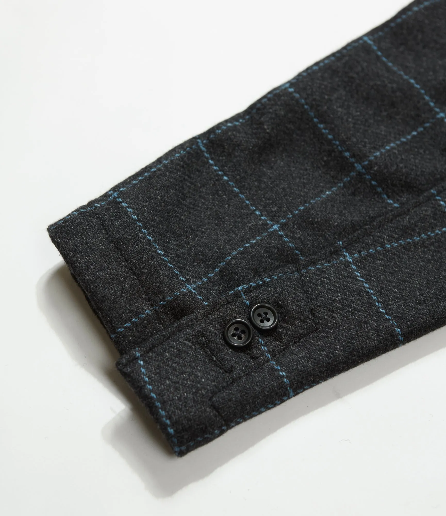 Engineered Garments Loiter Jacket - Charcoal/Lt.Blue Wool Poly Windowpane