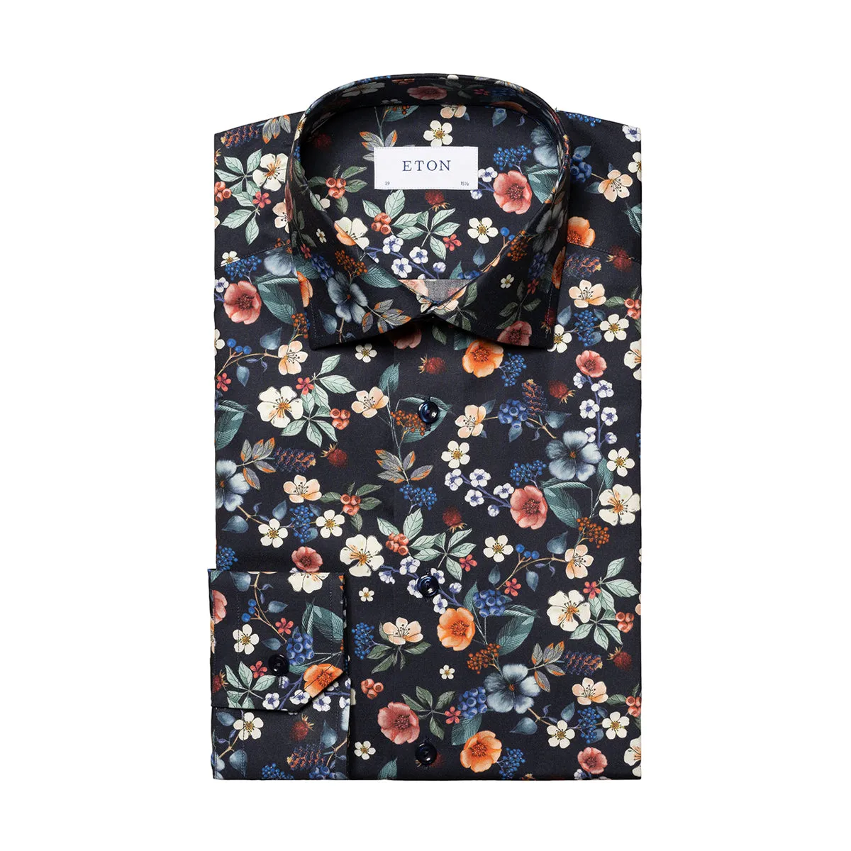 Eton - Slim Fit Floral Print Shirt in Navy