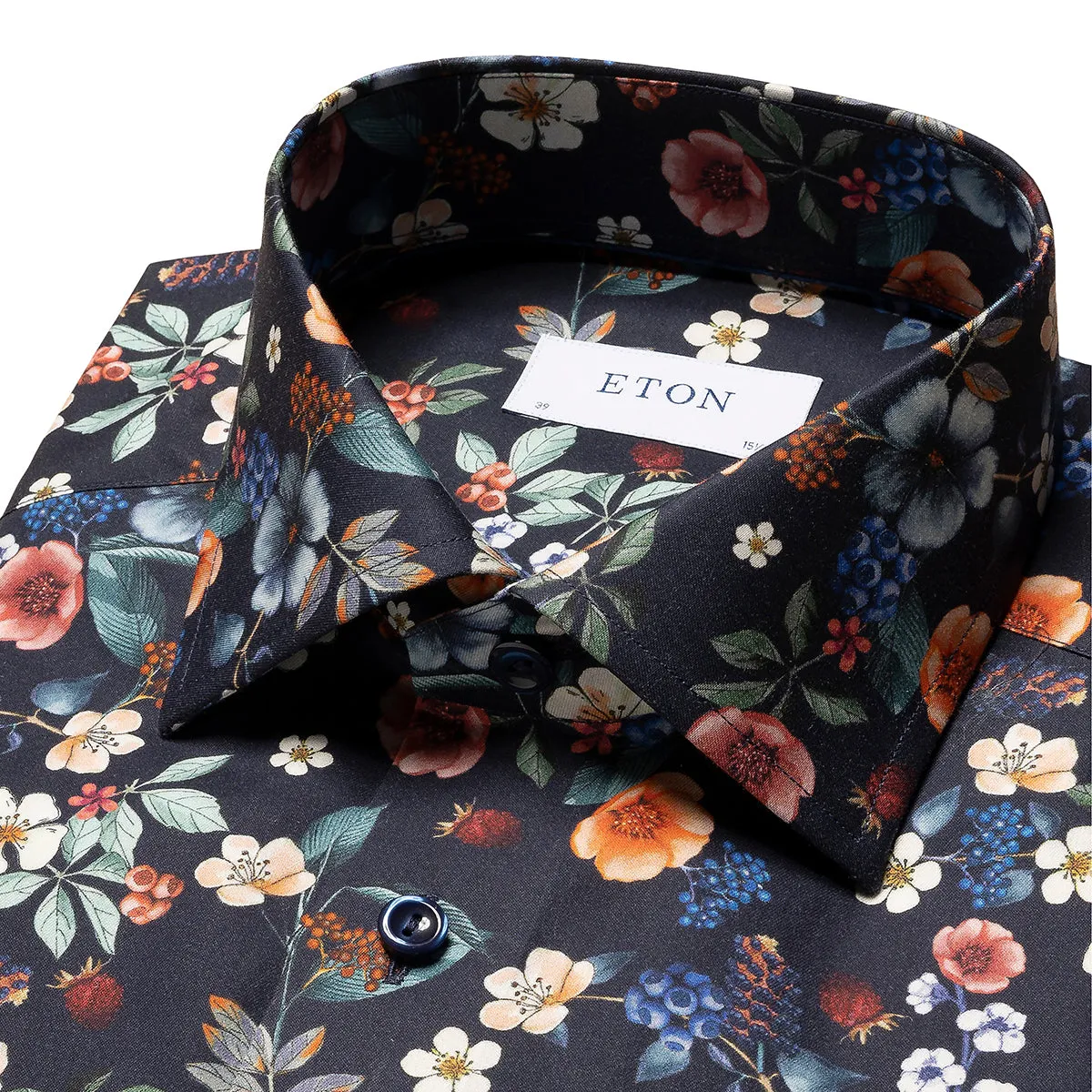 Eton - Slim Fit Floral Print Shirt in Navy