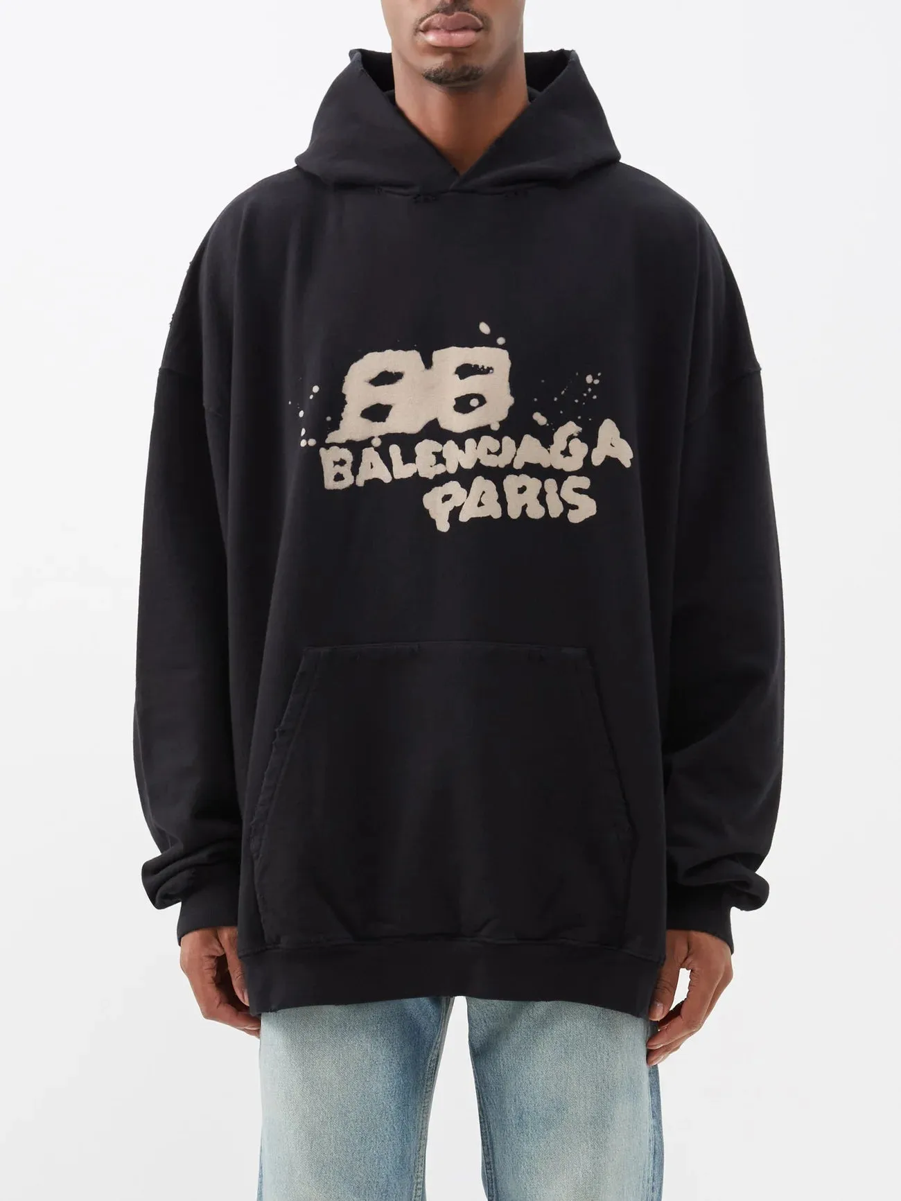 Felpa unisex BALENCIAGA oversized Hand-drawn BB nera