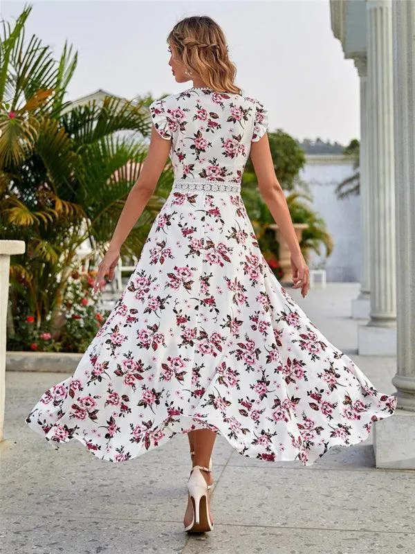 Floral V-Neck Maxi Day Dress