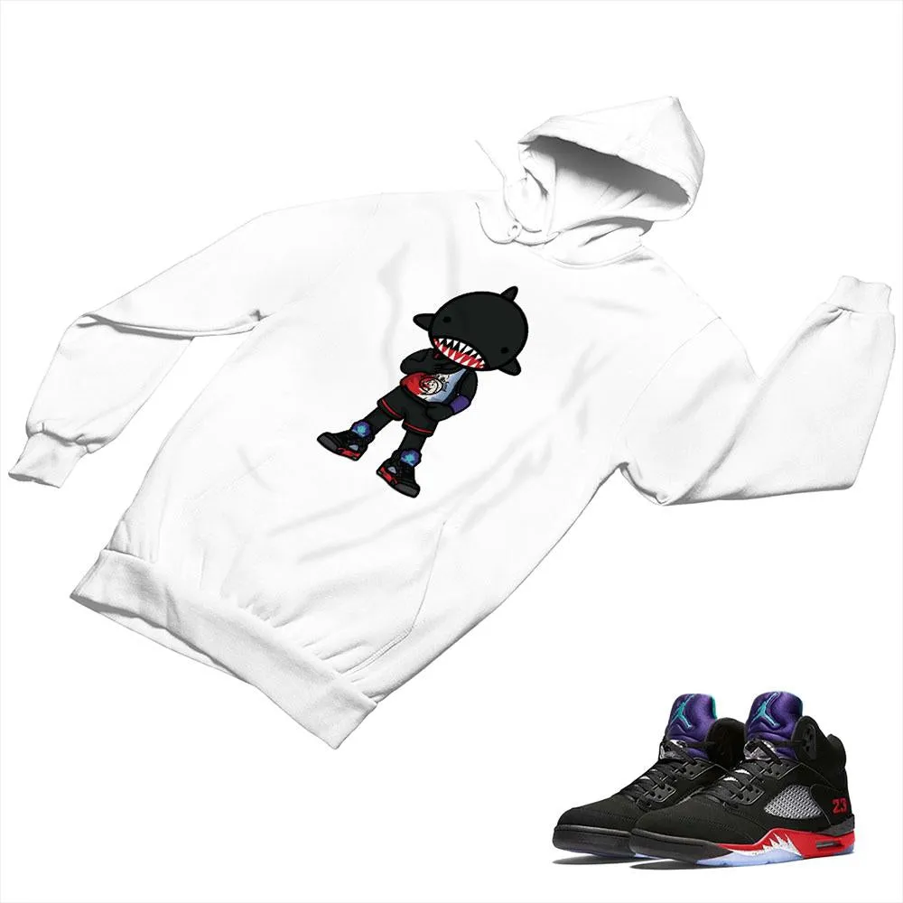 Jordan 5 Top 3 Black Matching Custom Designed Hoodies JD 5-2-7-7