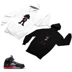 Jordan 5 Top 3 Black Matching Custom Designed Hoodies JD 5-2-7-7