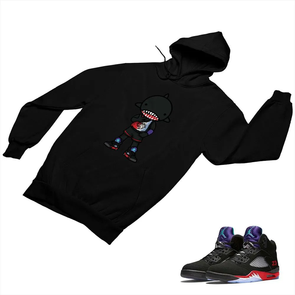 Jordan 5 Top 3 Black Matching Custom Designed Hoodies JD 5-2-7-7