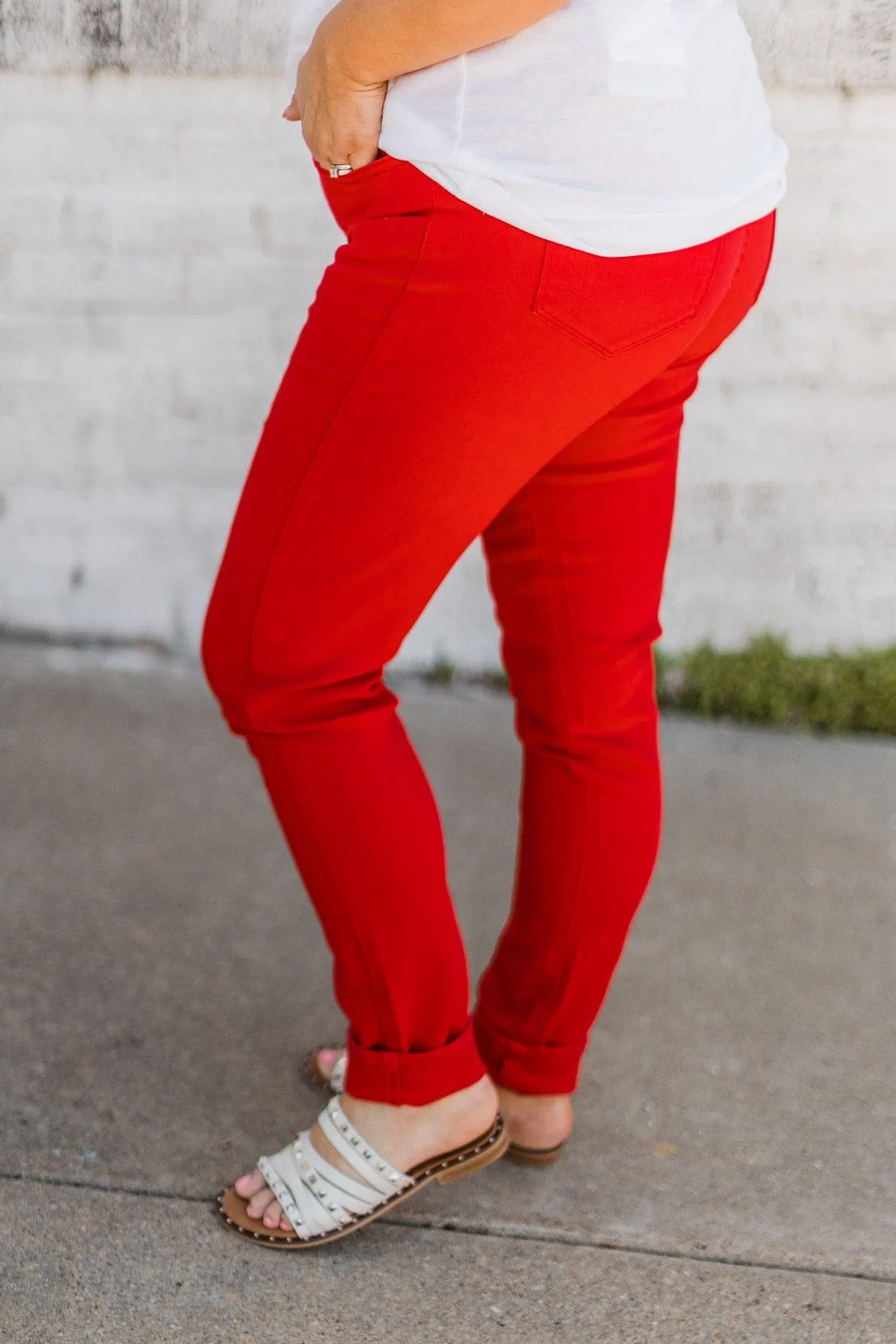 KanCan High-Rise Colored Skinny Jeans- Red