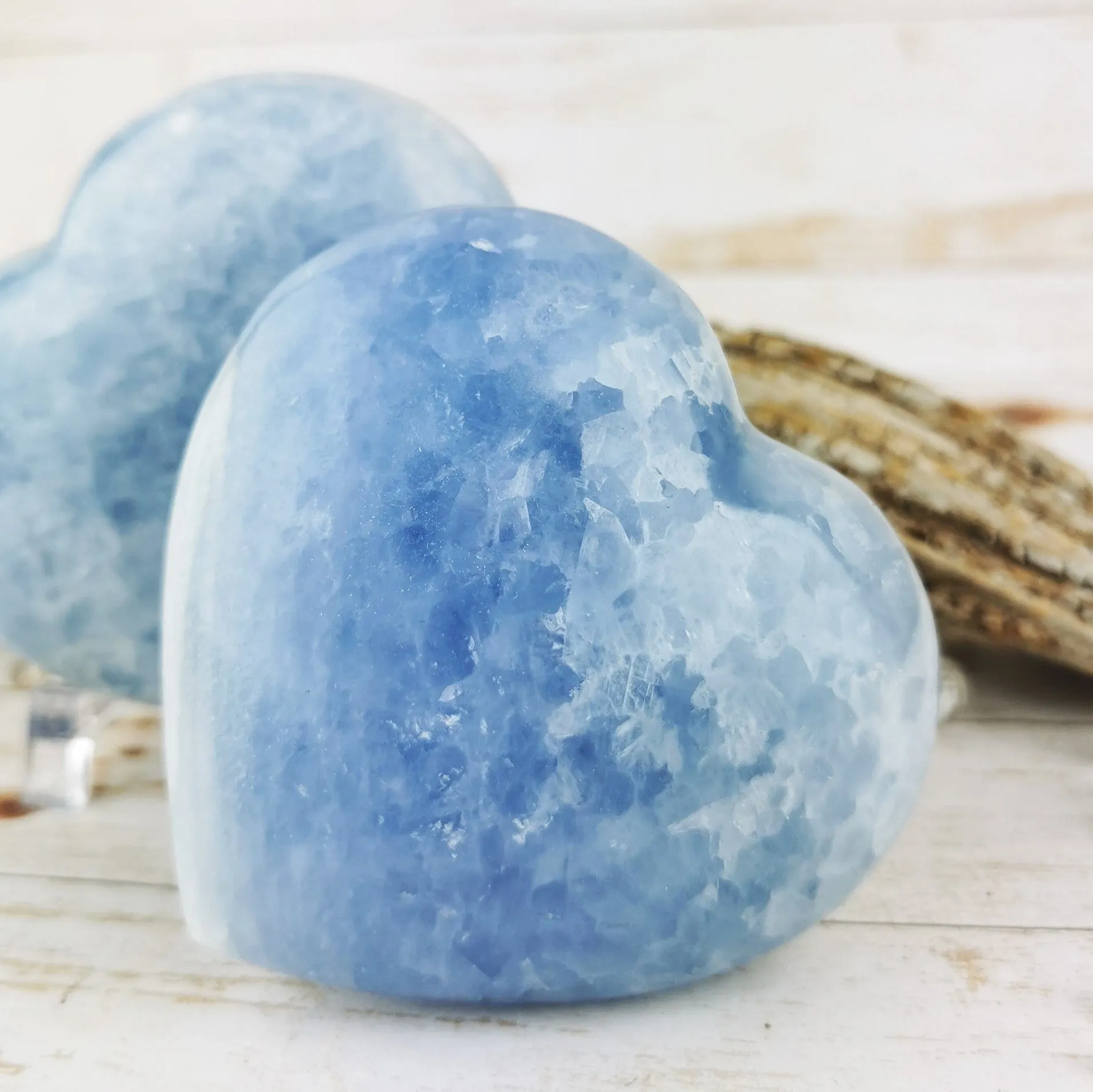 Large Blue Calcite Hearts