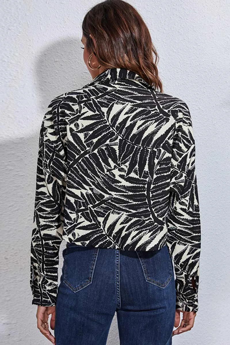 Leaf Print Cropped Coat