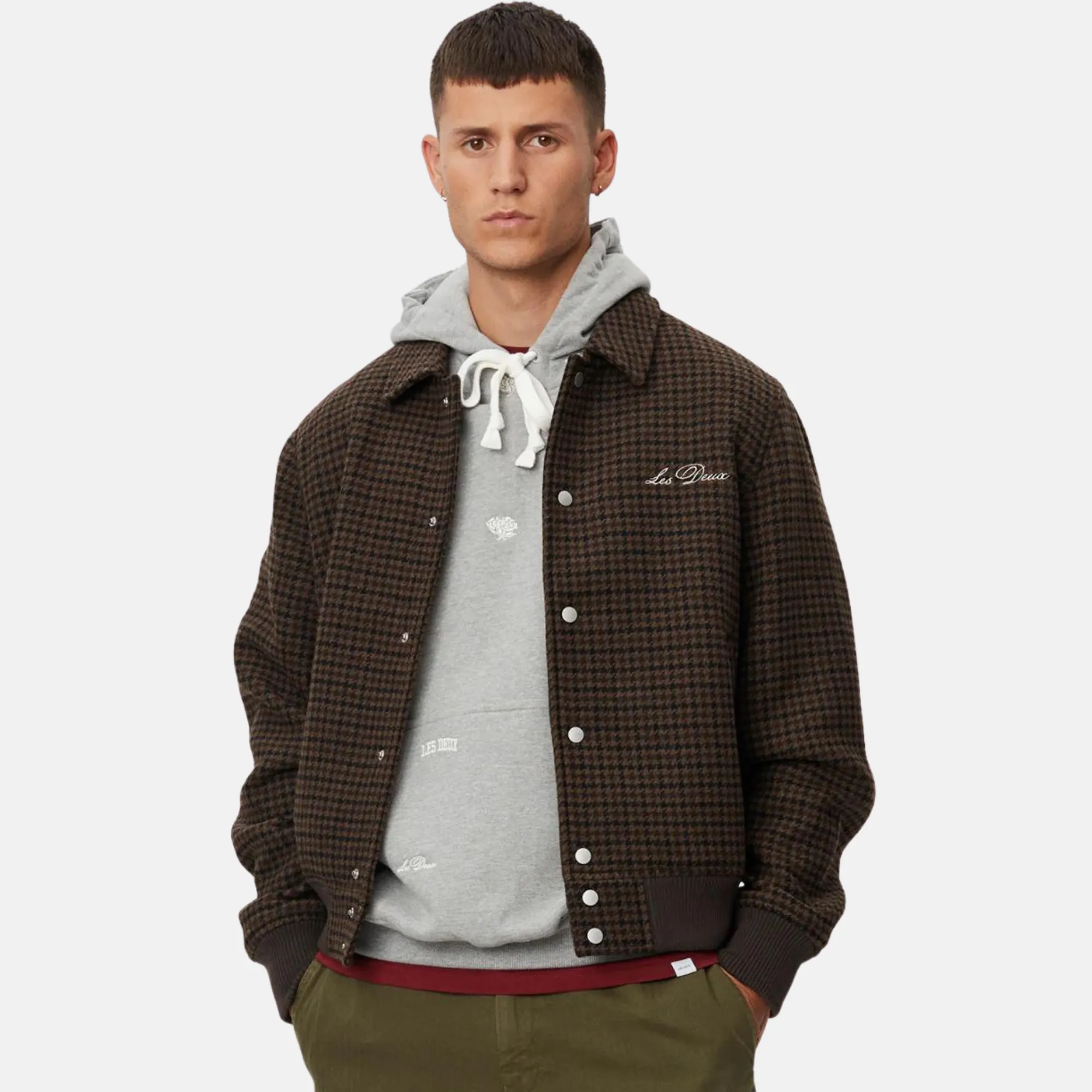 Les Deux Varsity Houndstooth Wool Jacket