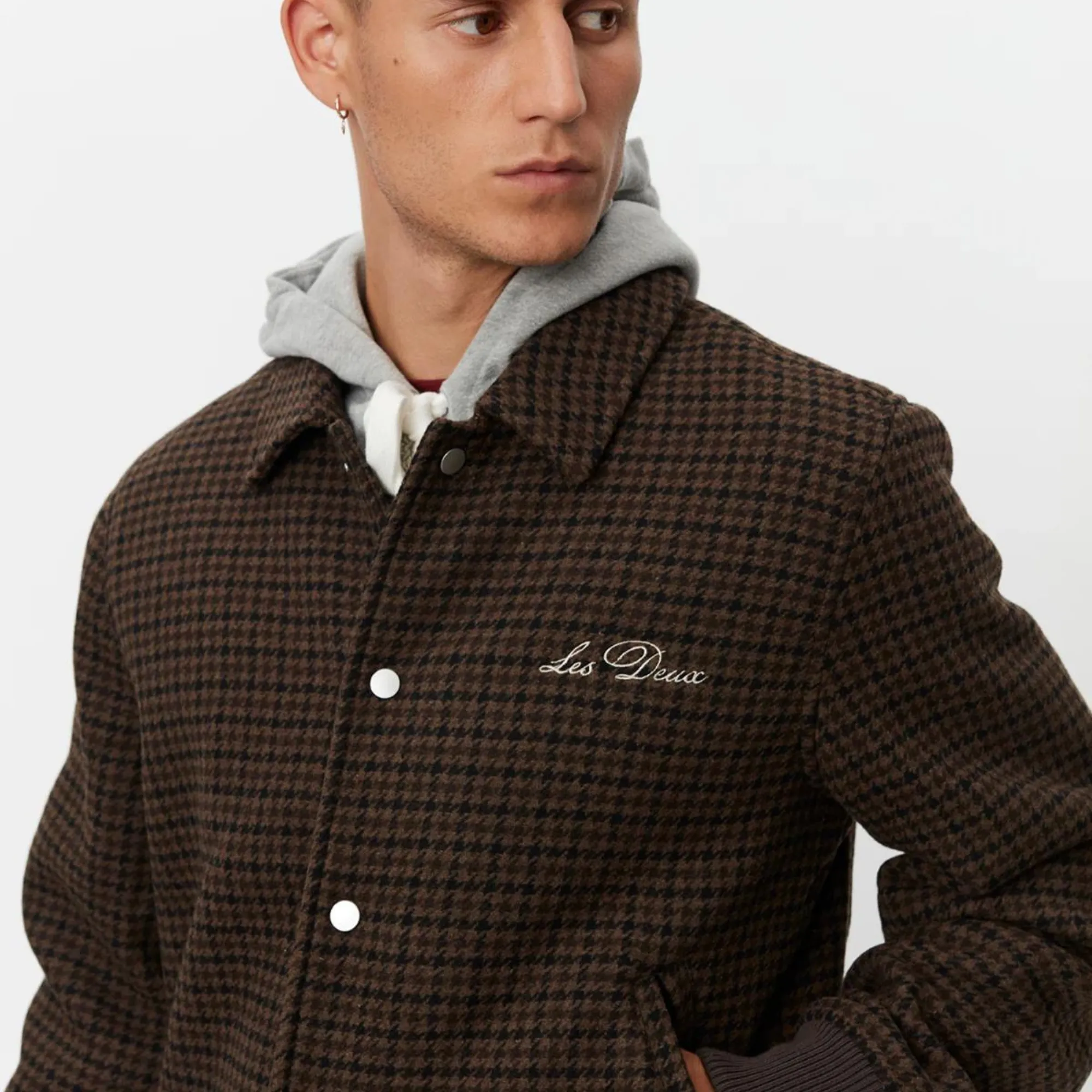 Les Deux Varsity Houndstooth Wool Jacket