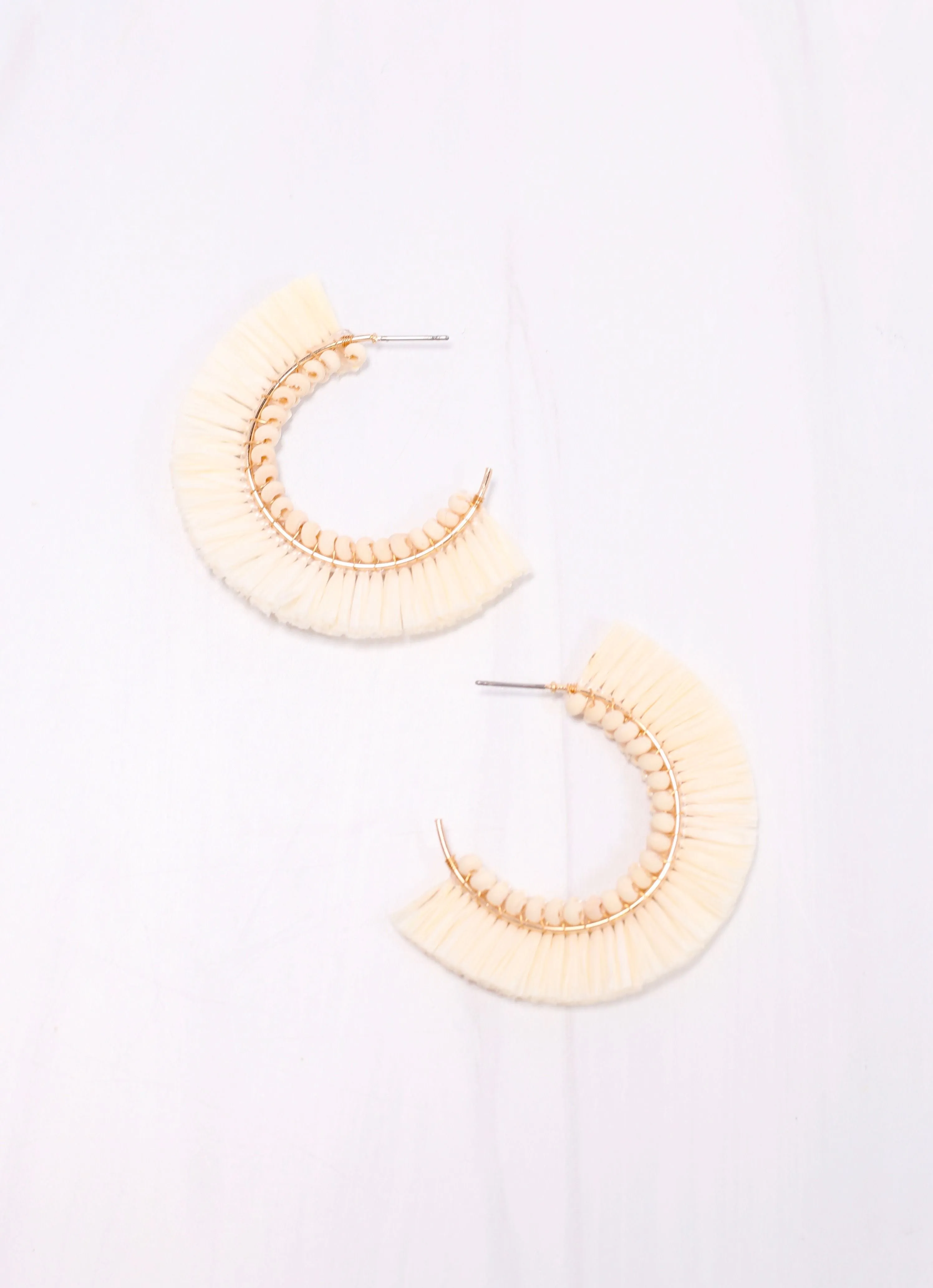 Lymon Fringe Hoop Earring IVORY