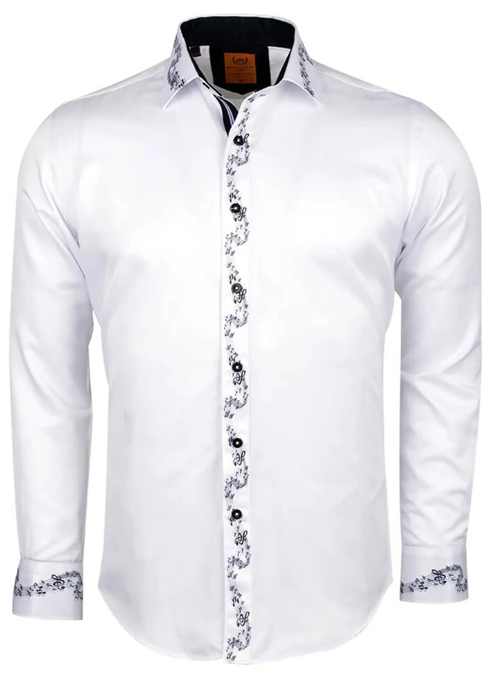 Makrom Men's Music Notes Shirt White