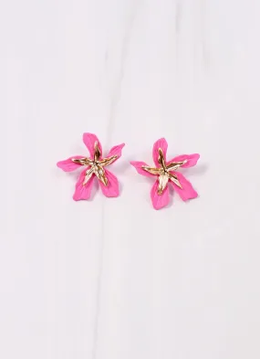 Margaret Flower Stud Earring HOT PINK