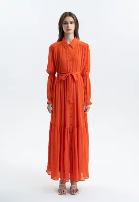 Maxi Shirt Solid Dress With Belt