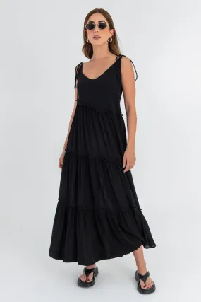 Maxi vestido tirantes con nudo capas olanes