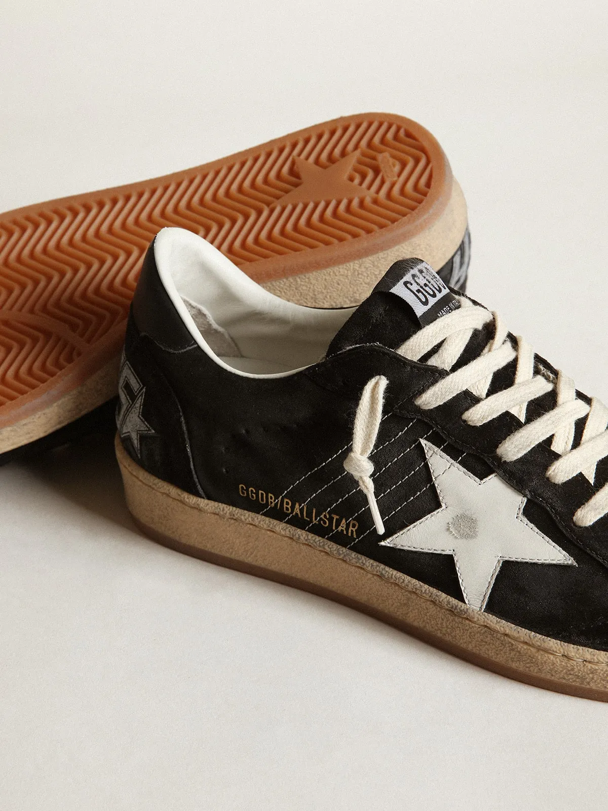 Men's Ball Star in black suede with white leather star