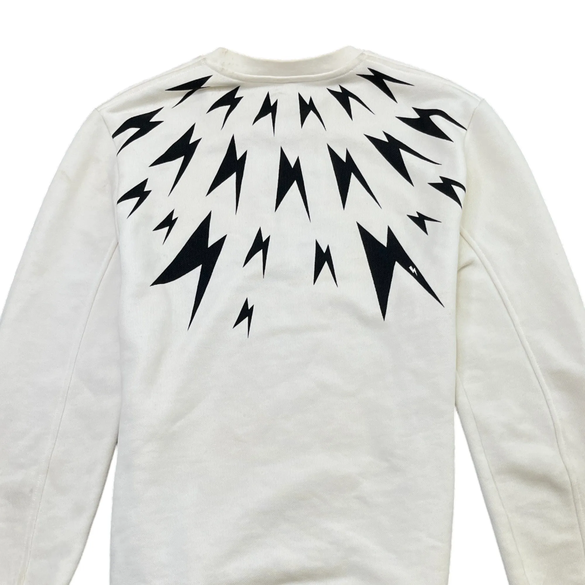 Men's Lightning Bolt Sweatshirt White Size S