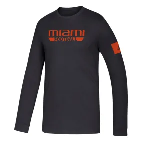 Miami Hurricanes adidas Youth Locker Practice Football Amplifier Long Sleeve Tee - Black