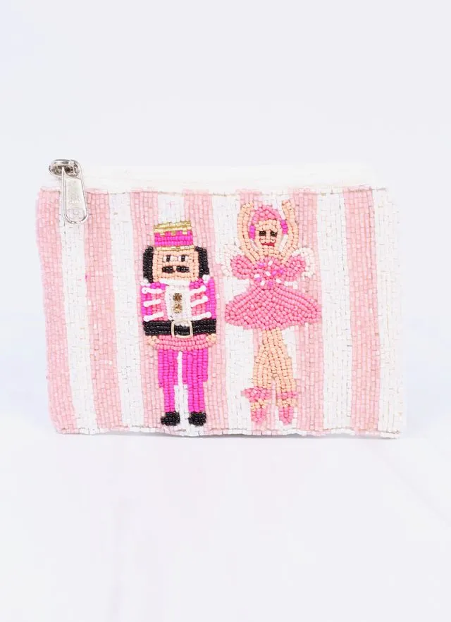 Nutcracker Waltz Beaded Pouch PINK