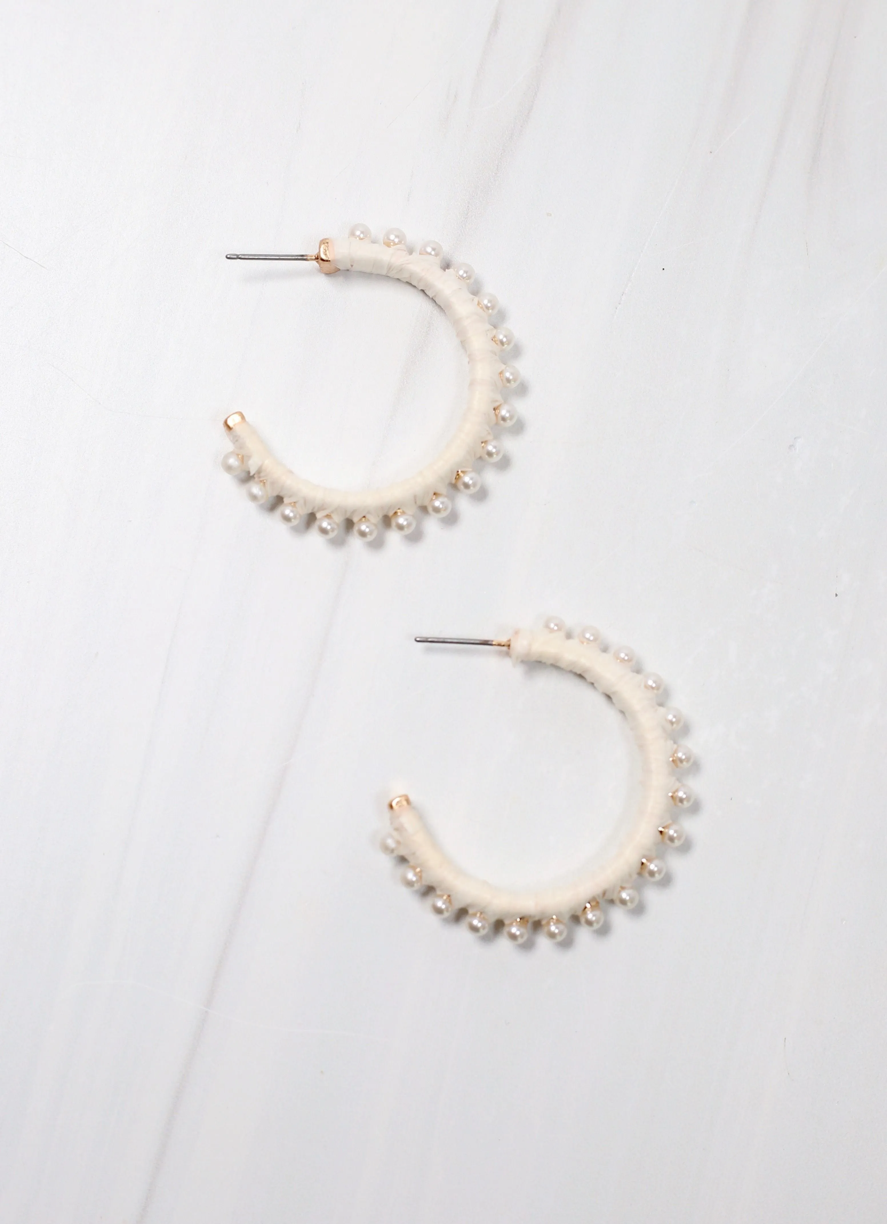 Oakville Pearl Wrapped Hoop Earring IVORY