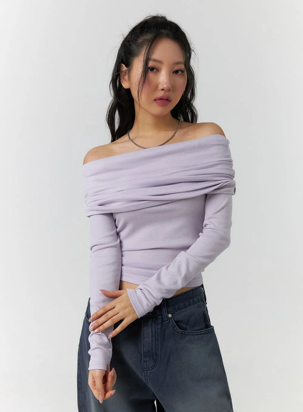 Off Shoulder Ruched Long Sleeve CF401