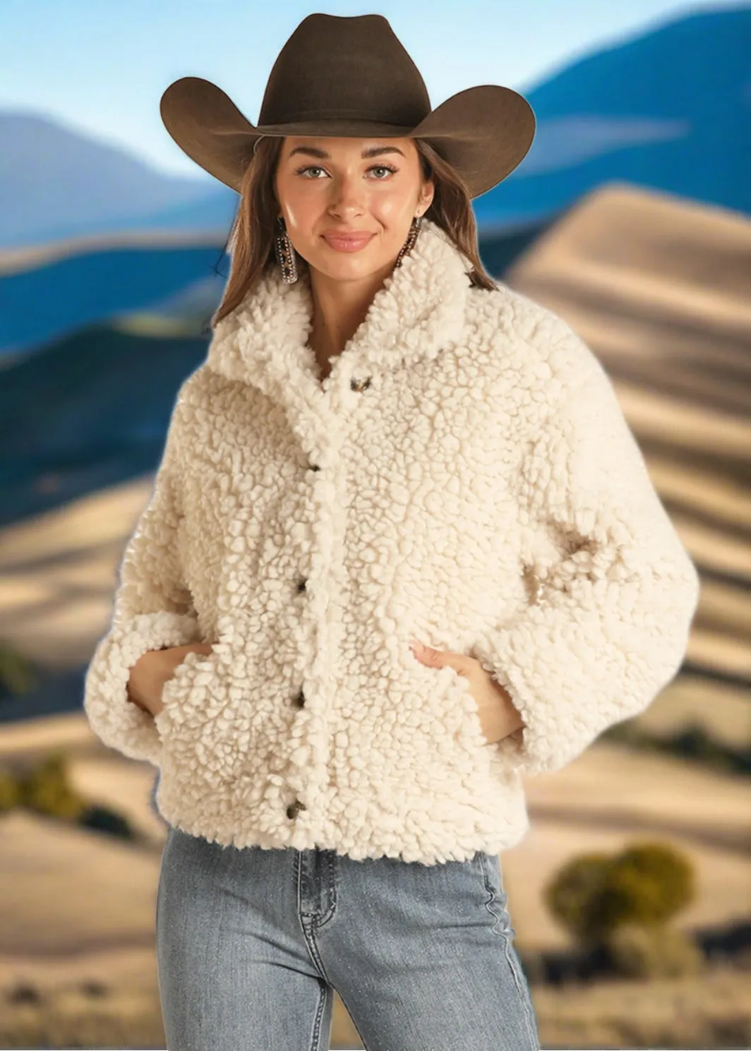 Panhandle Slim Women's Rock & Roll Button Front Sherpa Western Jacket