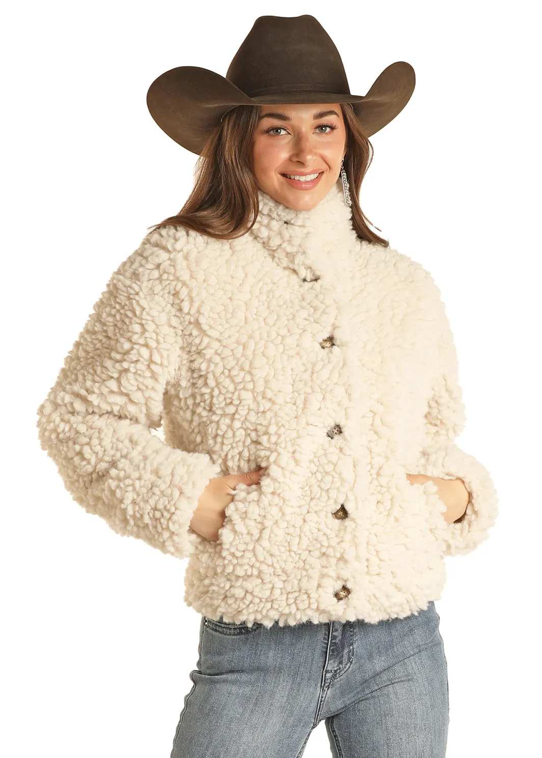 Panhandle Slim Women's Rock & Roll Button Front Sherpa Western Jacket