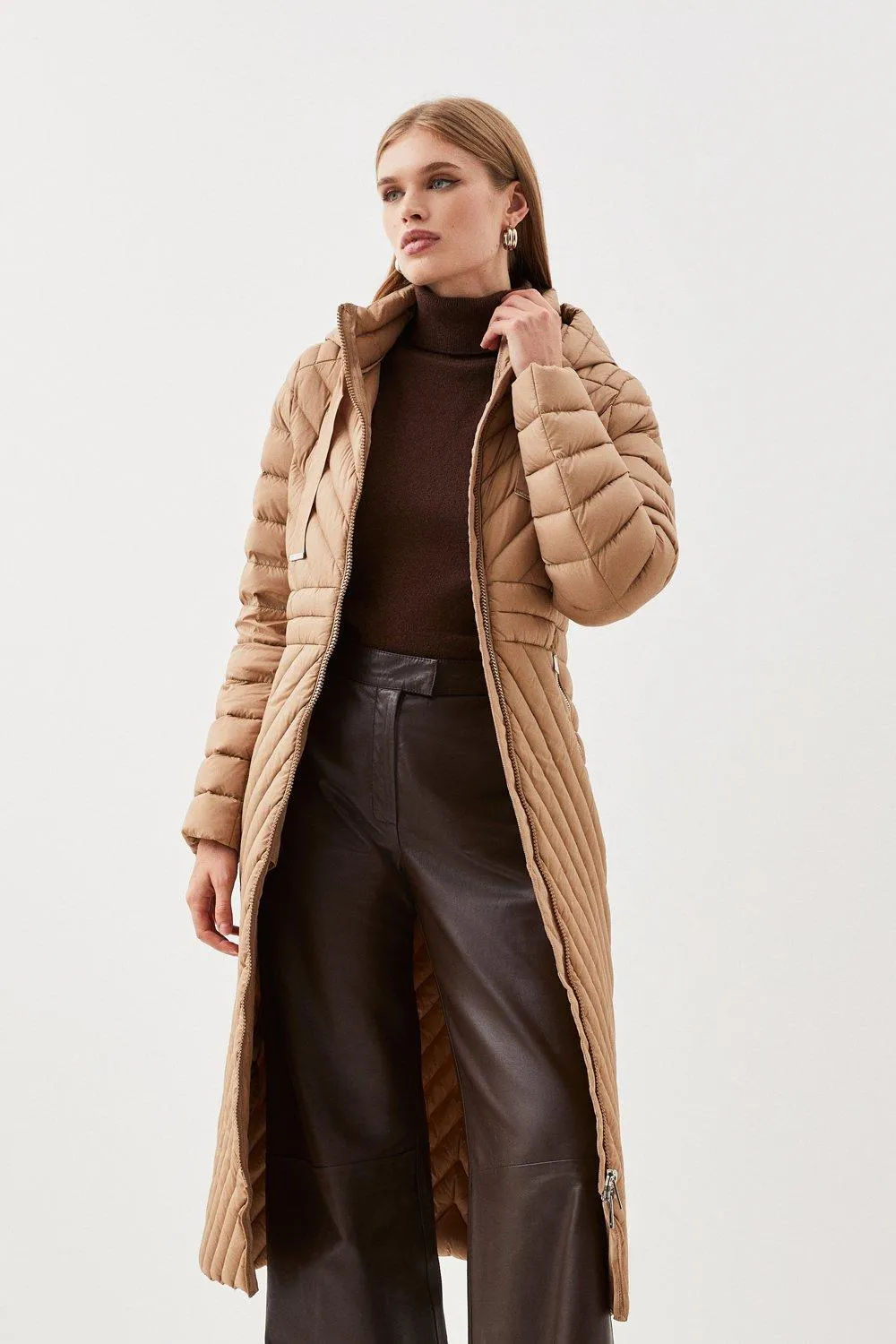 Petite Lightweight Longline Packable Coat | Karen Millen