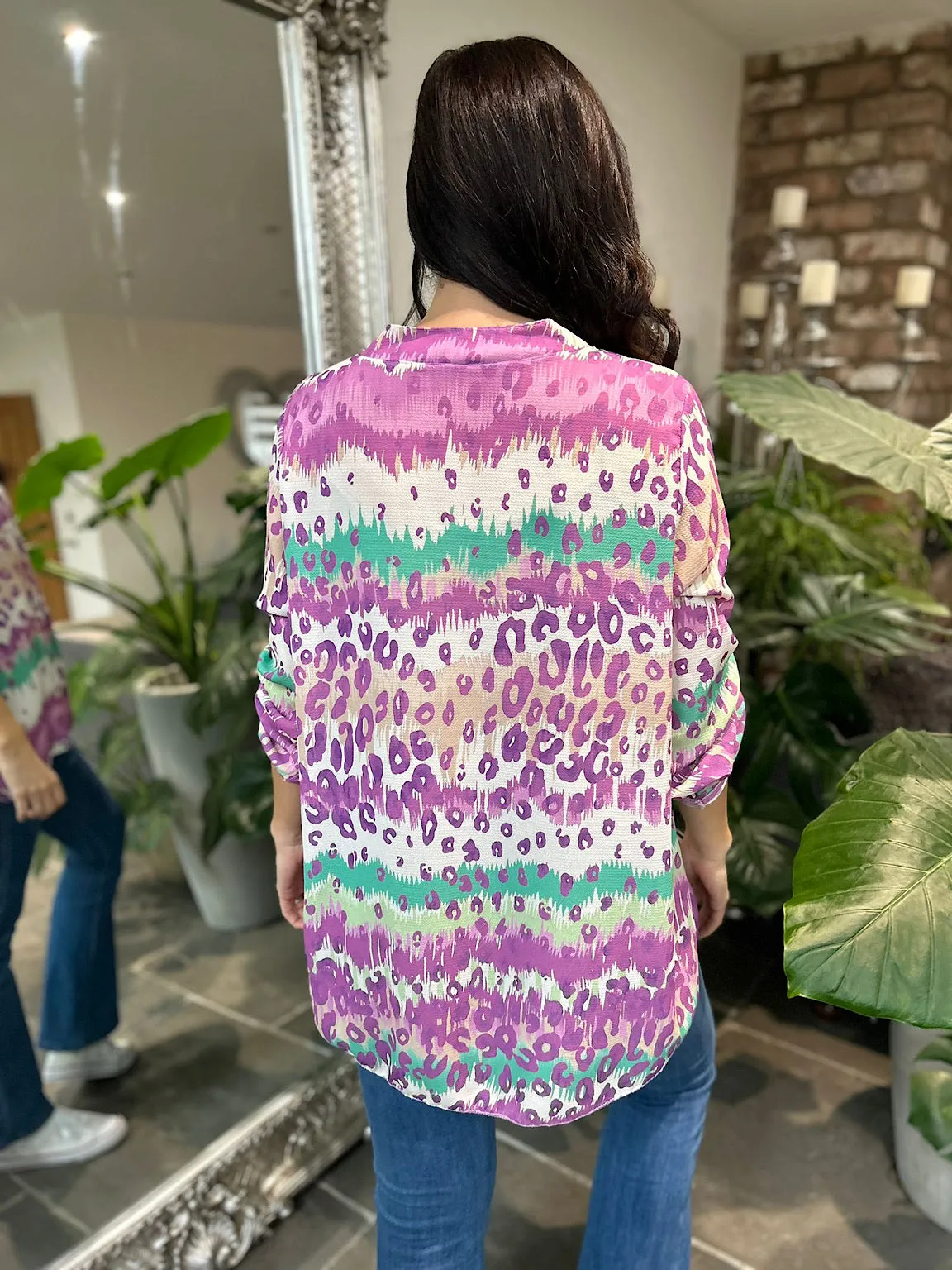 Purple Leopard Striped Blouse Gina