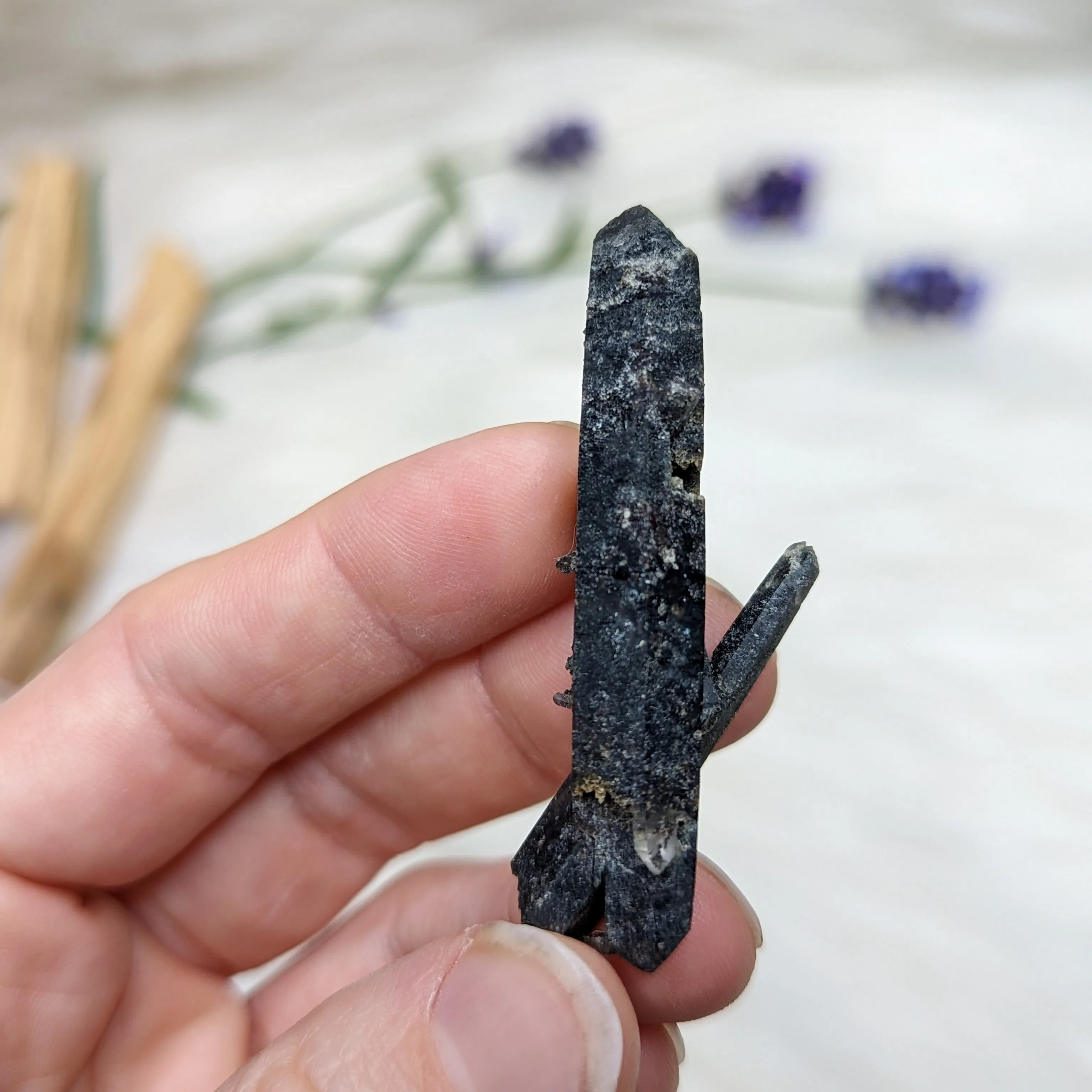 Quartz with Black Inclusuions- Unique Crystal Specimen