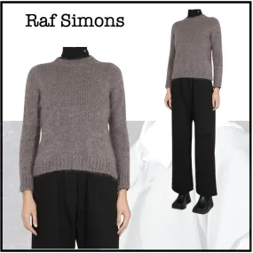 RAF SIMONS  |Casual Style U-Neck Long Sleeves Plain Elegant Style Logo