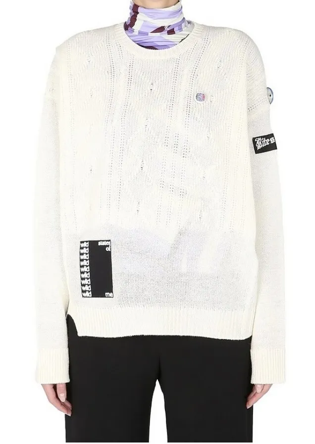 RAF SIMONS  |Crew Neck Casual Style Wool Long Sleeves Plain Logo